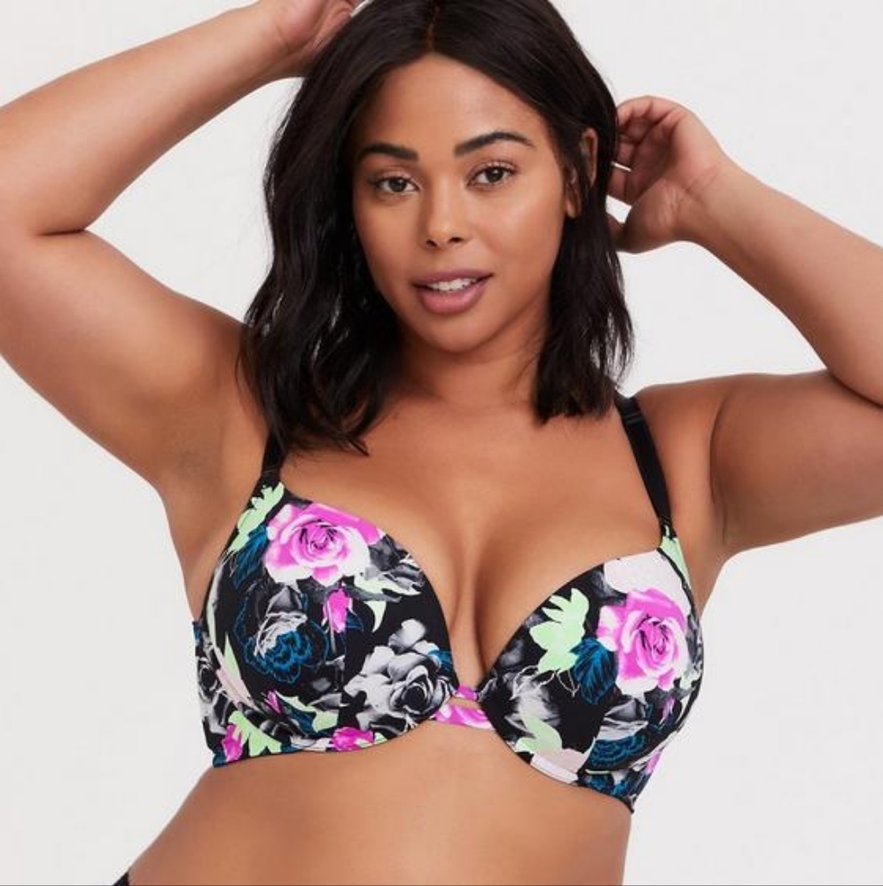 Plunge Lightly Lined Smooth 360° Back Smoothing™ Bra neon floral